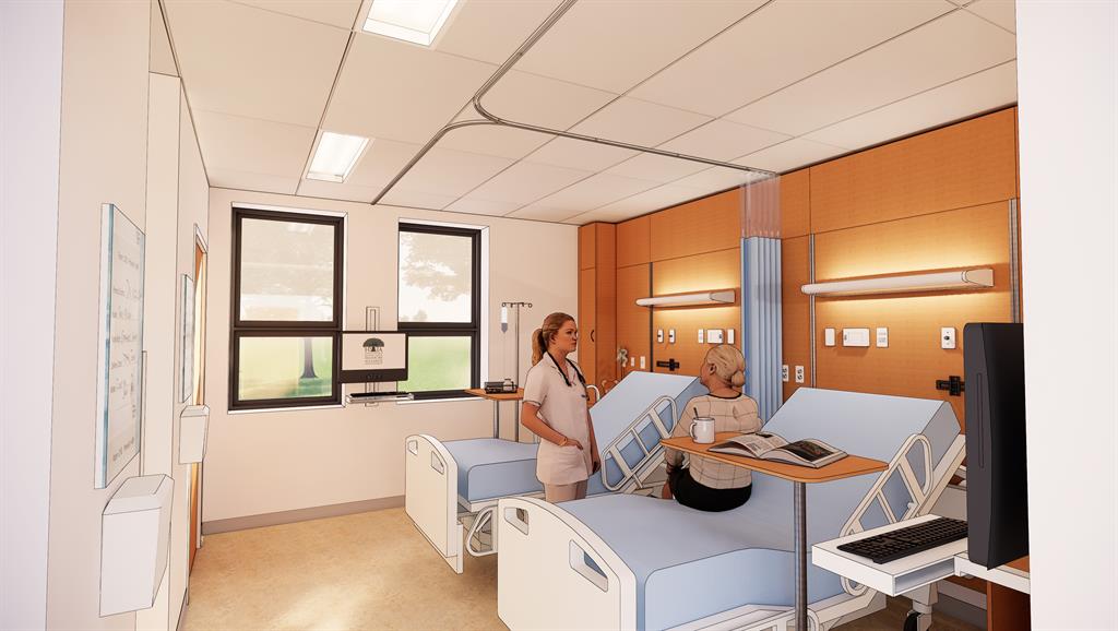 Concept drawings (Architects Tillman Ruth Robinson) for the new patient rooms at St. Marys Memorial Hospital 